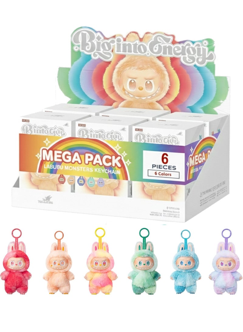 لابوبو مجموعة سلاسل مفاتيح دمى لابوبو ذا مونسترز القطيفة - 6 قطع - دلايات حقائب على شكل حيوانات محشوة بوجه فينيل لطيف مع حلقة تعليق | دلاية حقيبة ظهر ناعمة ورقيقة وزينة سيارة | هدية فنية ملونة قابلة للتجميع للفتيات والمراهقات - Image 1